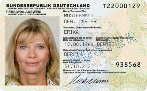 Carnet de identidad alemán (Erika Mustermann).