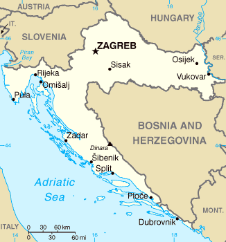 Mapa de Croacia.