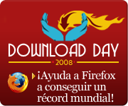 Logo del Download Day 2008: Ayuda a Firefox a conseguir un récord mundial.