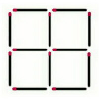 Juego con cerillas y figuras: de 4 cuadrados a 3 cuadrados.
